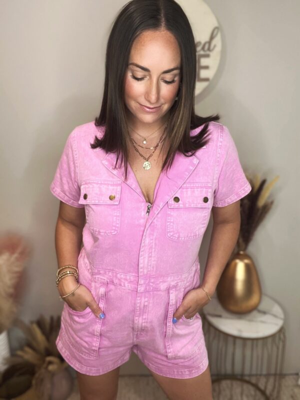 Product Image for  Around Town Pink Utility Romper