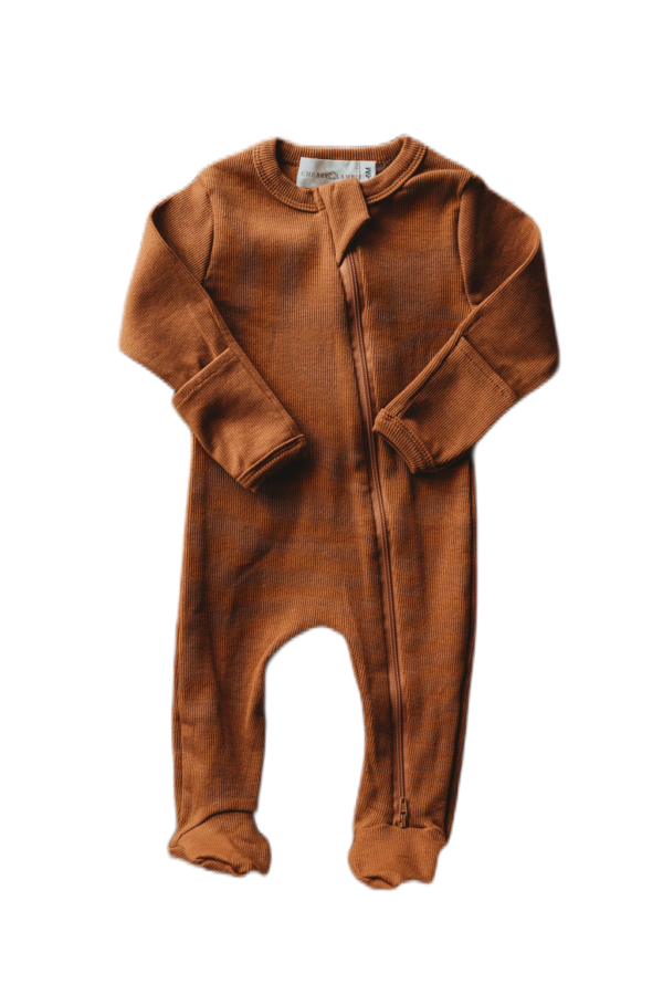 Product Image for  Organic cotton ribbed knit one-piece in “Cider”