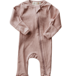 Product Image for  Organic cotton ribbed knit one-piece in “Mauve”