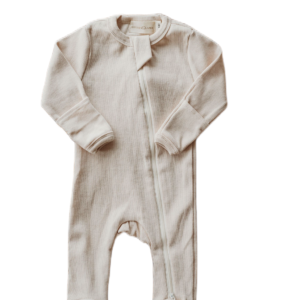 Product Image for  Organic cotton ribbed knit one-piece in “Oat”