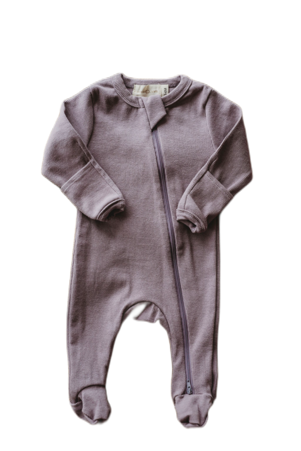 Product Image for  Organic cotton ribbed knit one-piece in “Lilac”