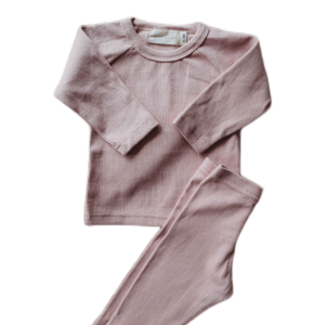 Product Image for  Organic cotton ribbed knit set in “Mauve”