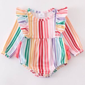 Product Image for  Rainbow Stripe Ruffle Baby Romper