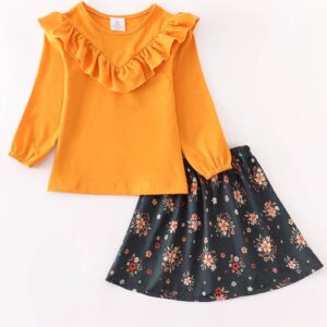 Product Image for  Mustard Floral Ruffle Skirt Set