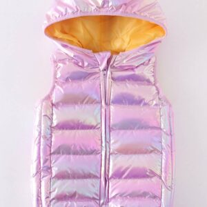 Product Image for  Pink Iridescent Hooded Down Vest