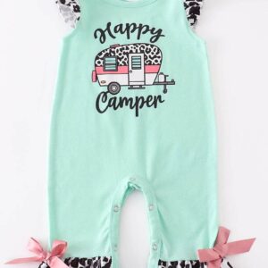 Product Image for  Mint Leopard Ruffle Happy Camper Romper