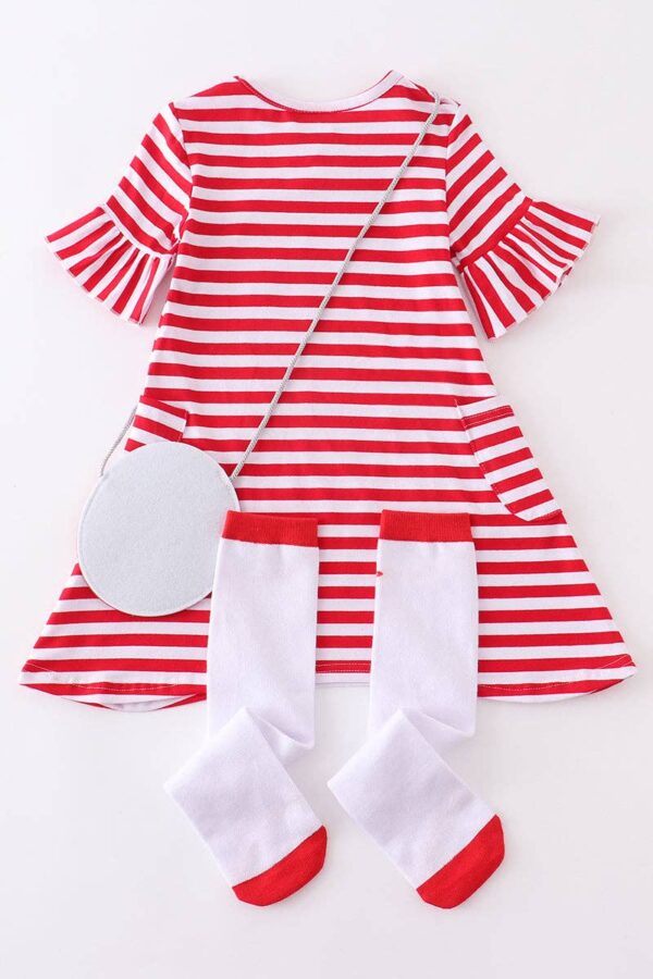 Product Image for  Red & White Striped Baseball Dress, Socks and Purse Set