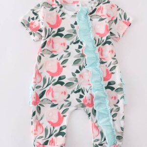 Product Image for  Pink Floral Ruffle Baby Romper Set