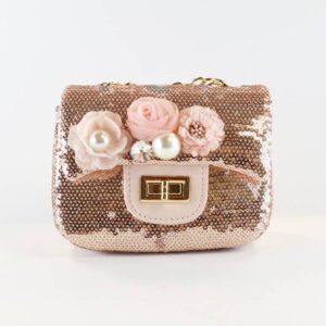 Product Image for  Floral Rose Gold Sequin Purse