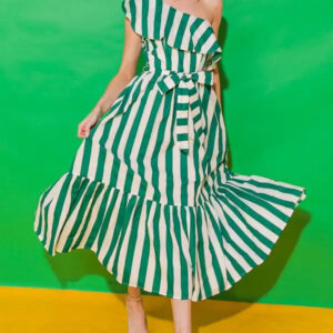 Product Image for  Green Striped Midi Dress