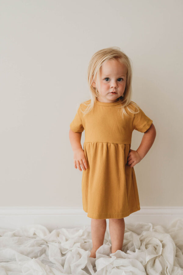 Product Image for  Organic cotton ribbed knit dress in “Honey”