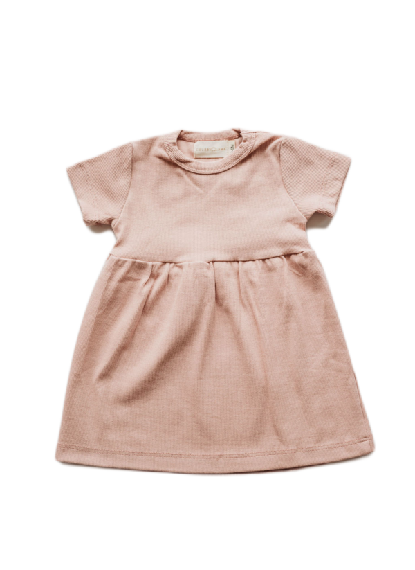 Product Image for  Organic cotton ribbed knit dress in “Mauve”