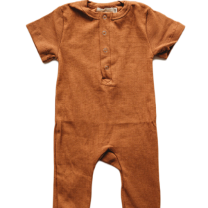 Product Image for  Organic cotton ribbed knit romper in “Cider”