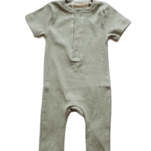 Product Image for  Organic cotton ribbed knit romper in “Pistachio”