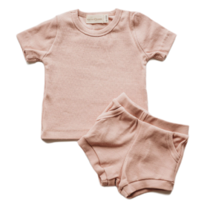 Product Image for  Organic cotton ribbed knit short set in “Mauve”
