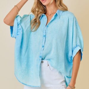 Product Image for  Sky Blue Mineral Washed Button Down